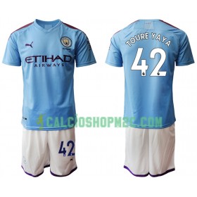 Manchester City TOURE YAYA 42 Bambino Maglia Prima 2019/2020 Manica Corta (+ Pantaloncini)